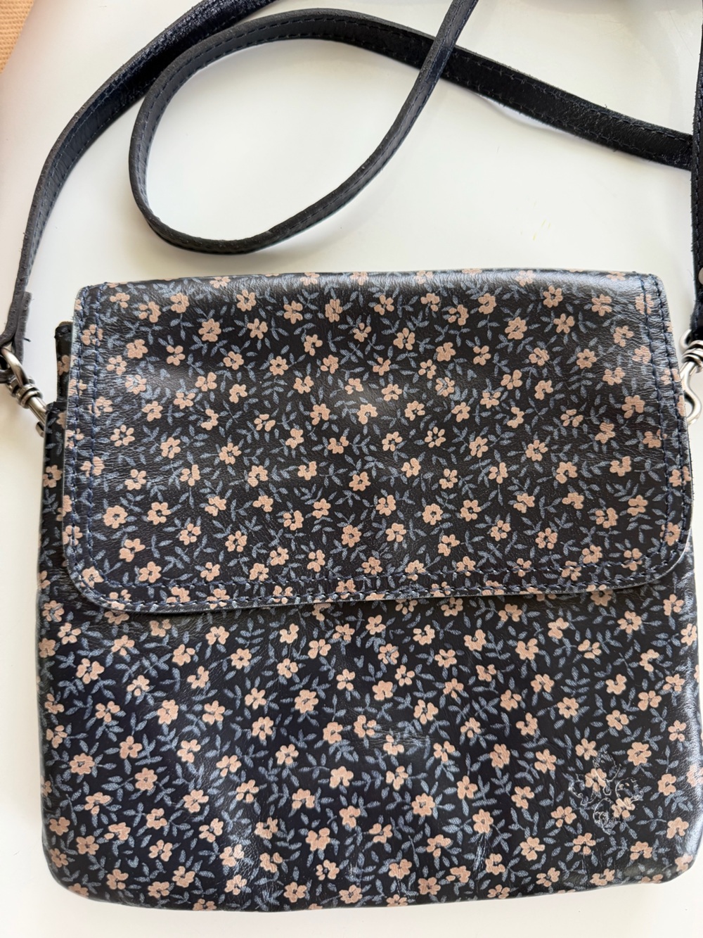 Patricia Nash Navy Crossbody with Beige Floral Print